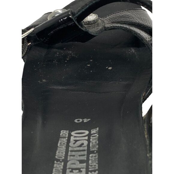 Mephisto Women's Nazli Sandals Black Patent Leather Crystals Wedge Size 10 / 40 - Picture 13 of 16